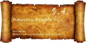 Vukovics Aladár névjegykártya